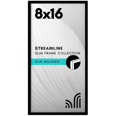 Americanflat 8x16 Picture Frame - Streamline Collection - Thin Border Photo Frame for Tabletop and Wall Display - Black