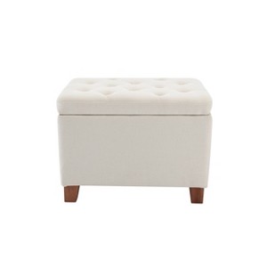 24" Tufted Storage Ottoman and Hinged Lid - WOVENBYRD - 1 of 4