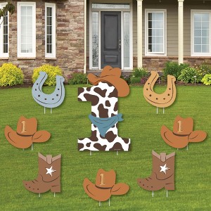 Big Dot of Happiness My First Rodeo - Yard Sign and Outdoor Lawn Decorations - Little Cowboy 1st Birthday Party Yard Signs - Set of 8 - 1 of 4