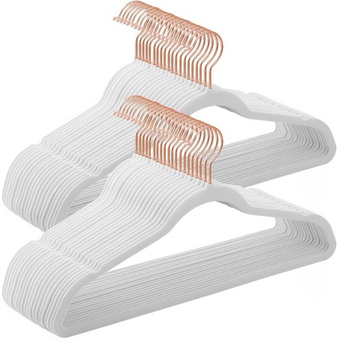 Songmics 50 Pack Velvet Hangers Non slip Hangers With Rose Gold colored Swivel Hooks Slim Space saving White Target