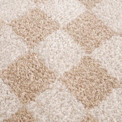 Hauteloom Canika Checkered Cream Washable Area Rug