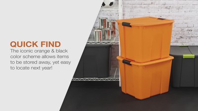 20 Gallon Stackable Heavy Duty Plastic Storage Tote Boxes Orange Lid  Buckles 2Pc