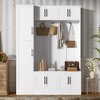 KTMBDW 79" Modern Hall Tree with Shoe Storage, Entryway Bench with 6 Cabinets, 4 Hooks, Mudroom Coat Rack Cabinet - 2 of 4