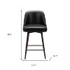 HomeRoots 26" Black And Bronze Faux Leather And Steel Counter Height Swivel Bar Chair - 3 of 4