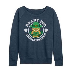 Women's - Garfield - Ready For Shenanigans Lightweight French Terry Wide Neck Long Sleeve Shirt - 1 of 4