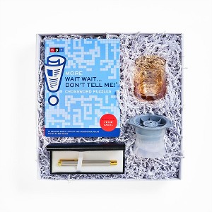 Knack Refined Puzzle & Pour Gift Set – Crossword Puzzle Book, Amber Lowball Glass, Ice Sphere Mold & Rollerball Pen - 1 of 4