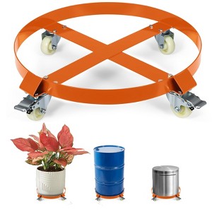 55 Gallon Drum Dolly, 1000 lbs Load Capacity Trash Can Dolly With 4 Swivel Casters & Cross Braces, Non Tipping Hand Truck, Barrel Dolly - 1 of 4