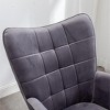 Dexmalle Contemporary Silky Velvet Tufted Accent Chair with Ottoman - 4 of 4