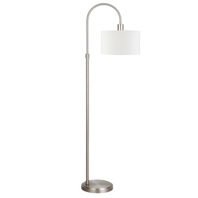 Hudson Canal Arc Floor Lamp with Fabric Shade Modern Standing Light for Living Spaces UL Listed