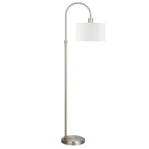 Hudson Canal Arc Floor Lamp with Fabric Shade Modern Standing Light for Living Spaces UL Listed