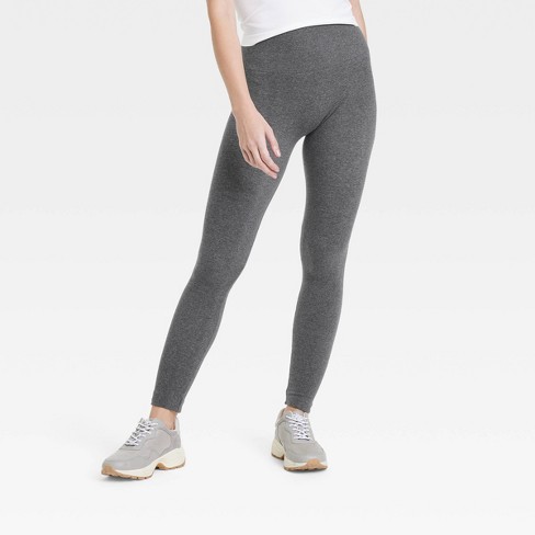 Women\'s High Leggings Lined Day™ A Fleece S/m Cotton New Heather Gray : Waisted Seamless - Target