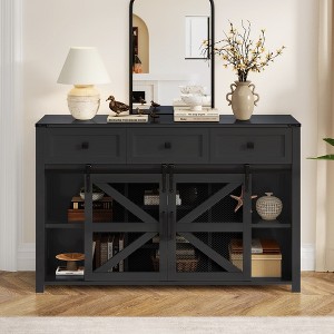 Bella Depot 55'' Sliding Barn Door Sideboard Storage Cabinet with 3 Drawers, Adjustable Shelves - 1 of 4