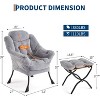 Lazy Chair with Ottoman, Large Lounge Accent Chair, Comfy Armchair with Folding Footrest,Reading Armchair with Side Pocket - 3 of 4
