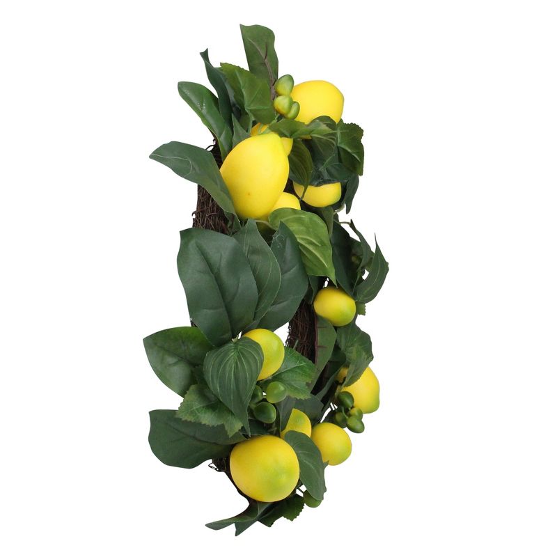 Northlight Lemon and Foliage Artificial Wreath, Yellow 22-Inch, 2 of 6