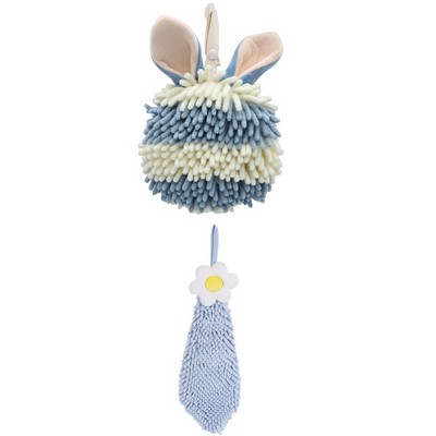 REGALWOVEN 2 Packs Soft Absorbent Flower and Rabbit Shape Decorative Chenille Hand Towel for Bathroom 6" x 15"/7" x 7"