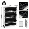 3 Flip Drawers  Modern Shoe Storage Cabinet , Slim Wooden Shoe Organizer   for Hallways, Closets, Apartments, Easy to Assemble - 3 of 4