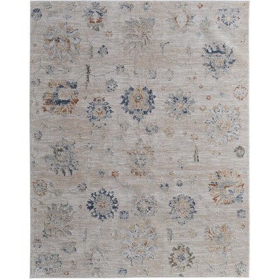 Pasha Transitional Floral & Botanical Taupe/Ivory/Blue Area Rug