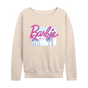 Women's - Barbie - Sunny Days Ahead Lightweight French Terry Wide Neck Long Sleeve Shirt - 1 of 4