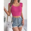 Women's 2025 Summer Tank Tops Square Neck Ruffle Strap Sleeveless Cropped Ribbed Knit Shirts - 2 of 4