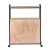 LuxenHome Brown and Black Mobile Natural Wood Double Tilt-Out Laundry Hamper and Storage Cabinet - 3 of 4