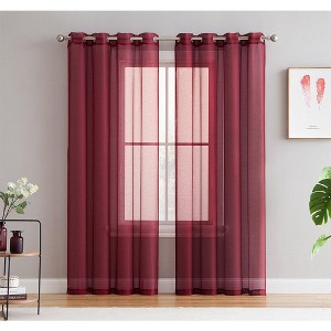 HLC.ME Semi Sheer Voile Light Filtering Transparent Window Curtain Grommet Panels - Set of 2 - 1 of 4
