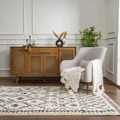 Godalming Charcoal and Beige Plush Polypropylene Area Rug
