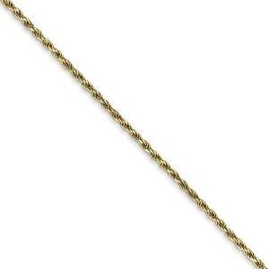 Black Bow Jewelry 1.3mm 10k Yellow Gold Diamond Cut Solid Rope Chain Necklace - 1 of 4