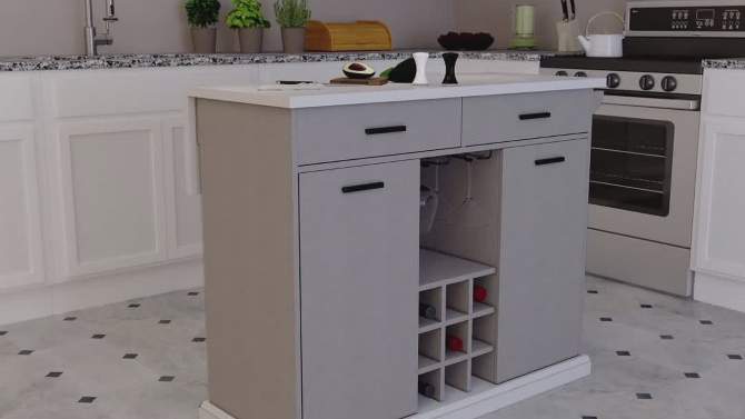 Daltaire Expandable Kitchen Island with Storage Gray/White - Aiden Lane, 2 of 15, play video