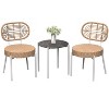 3 Piece Wicker Patio Bistro Set, Outdoor Furniture Bistro Set of 3 with Coffee Table,2 Round Rattan Chairs Conversation for Yard,Bistro,Garden,Balcony - 2 of 4