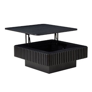 Sapphtopaz Modern Wooden Coffee Table with Sturdy Base Square Handcraft Drum Center Table Small Wood Coffee Table Home Decor for Living Room - 1 of 4