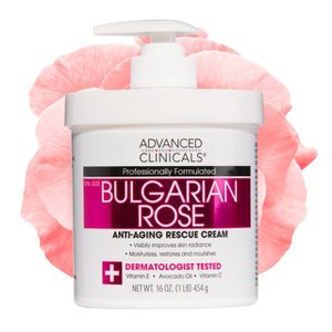 Advanced Clinicals Bulgarian Rose Body Cream - Anti-Aging Lotion with Vitamin E for Tightening, 16 Oz - 1 of 4