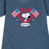 Girls' - Peanuts - Snoopy Since 1776 Flag Heart Graphic Short Sleeve Fleece Dress - 2 of 4