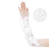 INSPIRE CHIC Women's Lace Floral Pearl Bowknot Polka Point Arm Fingerness Length Sleeves for Elegant Bridge Wedding Gloves 1 Pair - 3 of 4