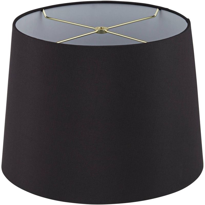 Springcrest Set of 2 Black Faux Silk Medium Drum Lamp Shades 11" Top x 13" Bottom x 9.5" Slant x 9.5" High (Spider) Replacement with Harp and Finial, 6 of 10