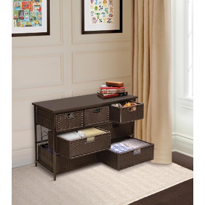 Espresso Brown Large Seven Basket Storage Unit with Metal Frame