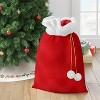 Velvet Santa Sack Christmas Gift Bag - Wondershop™: Faux-Fur Trim, Pompom Detail, Reusable - 2 of 3