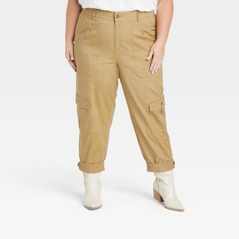 Women's Mid-Rise Casual Fit Cargo Pants - Knox Rose Light Brown XXL 