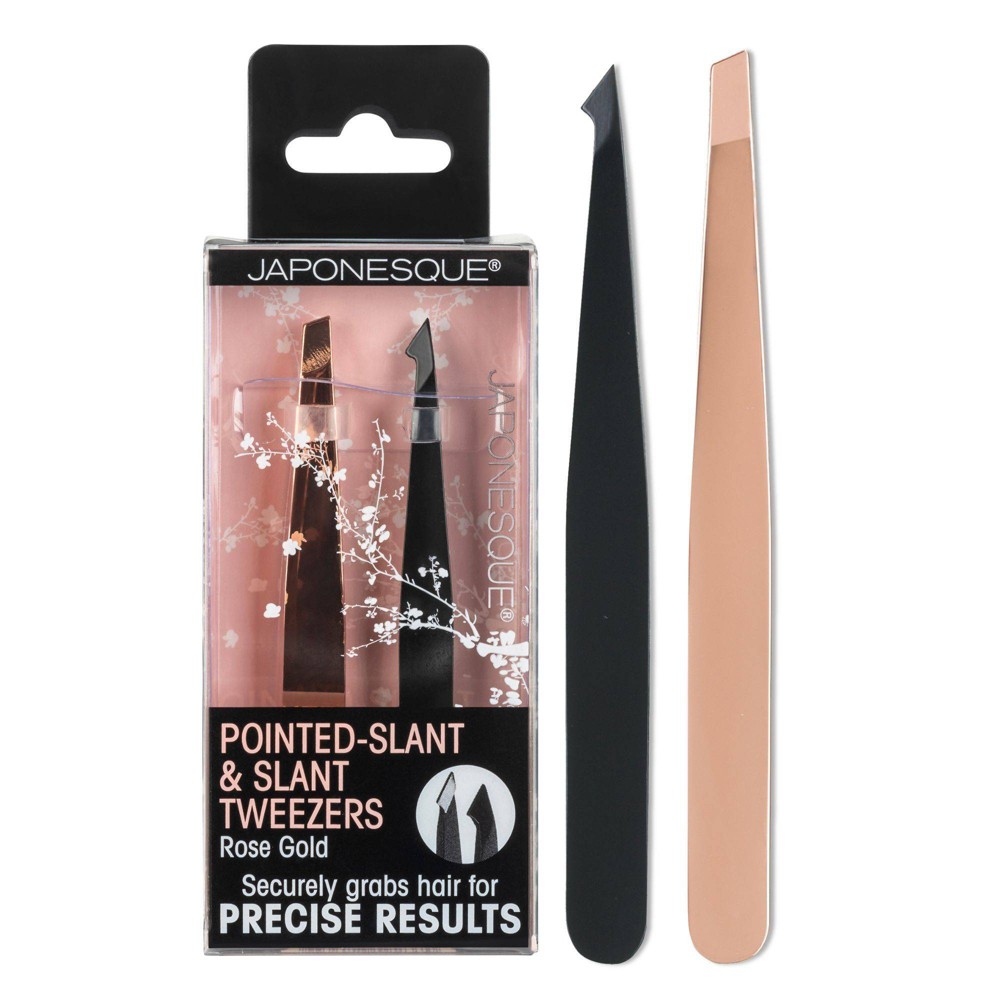 Photos - Other Cosmetics Japonesque Pointed-Slant & Slant Tweezers - Rose Gold 