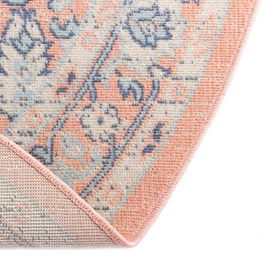 Powder Pink Oval Medallion Easy Care Kids Rug