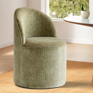 Rolling Barrel Dining Chair, Modern Armless Upholstered Accent Chair with Casters for Kitchen, Home Office, or Dining Room-Maison Boucle - 1 of 4