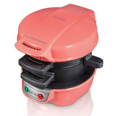 Photo 1 of Hamilton Beach Breakfast Sandwich Maker Coral. Forget the fast food drive-through and frozen food section. With the Hamilton Beach Breakfast Sandwich Maker in Black, you can create a hot, homemade breakfast, lunch or dinner sandwich in minutes using your 