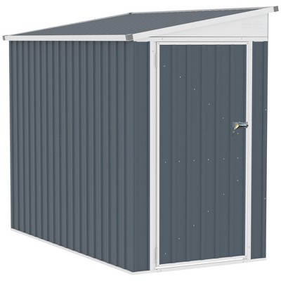Outsunny Garden Metal Storage Shed, Outdoor Lean to Tool house with Lockable Door, 2 Air Vents & Steel Construction for Backyard, Patio, Lawn, Garage