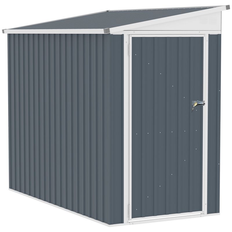 Outsunny Garden Metal Storage Shed, Outdoor Lean to Tool house with Lockable Door, 2 Air Vents & Steel Construction for Backyard, Patio, Lawn, Garage, 1 of 8
