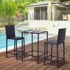 Resenkos 3pcs Rattan Bar Set, A Bar Height Table, Two Matching Stools, Glass, Rattan, Aluminum, Black - 3 of 4