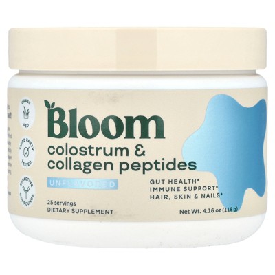 Bloom Colostrum & Collagen Peptides, Unflavored, 4.16 oz (118 g)