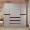 Keloyid Gray Wood 62.99 in. Armoire with 3 Drawers, 5 Shelves and Hanging Rails - 4 of 4