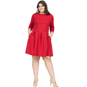 Plus Size Perfect Fit and Flare Pocket Dress - 24seven Comfort Apparel™ - 1 of 4