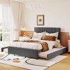 KTMBDW Full/Queen Size Bed Frame Upholstered Platform Bed with 2 Drawers and 1 Trundle, Fully Upholstered Mattress Foundation, No Box Spring Needed. - 2 of 4