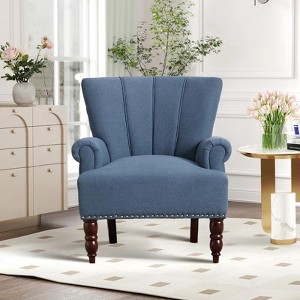 Bestier 31 in. Wide Refined Comfort Upholstered Arm Accent Chair With Nail-head Trim and Gourd-shaped Leg - 1 of 4