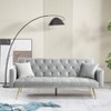 MYINDA Velvet Futon Reclining Sofa Bed with 2 Pillows for Living Room, Convertible 3 Adjustable Sofa Couch with Metal Legs for Small Spaces - 2 of 4